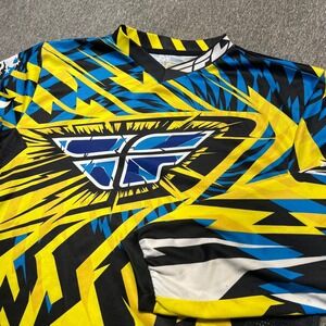 Fly Racing Mens Motocross Jersey Large Yellow Blue Black Graphic Long Sleeve 000